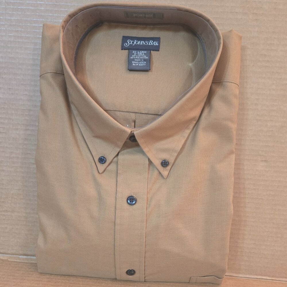 SOLD!St. John's Bay Men's Big and Tall Long Sleeve Button Down 2XLXT Taffy Brown